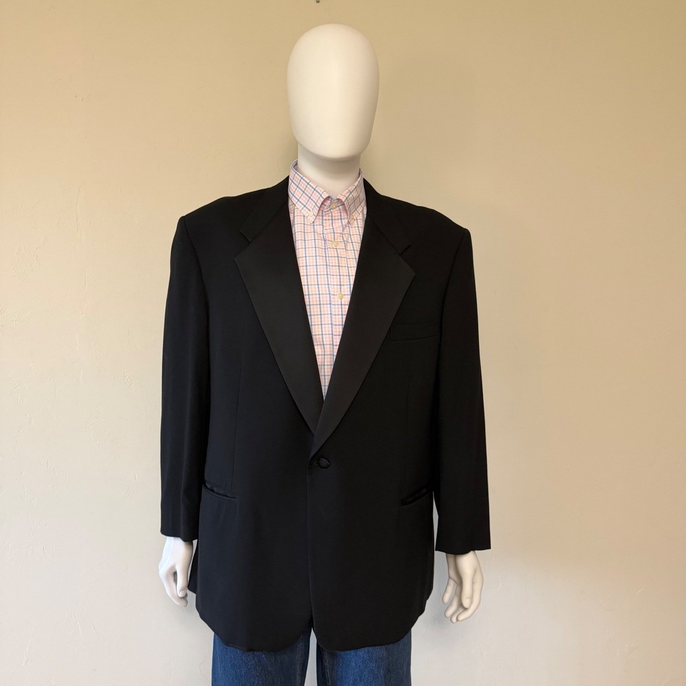 Givenchy Monsieur Mens Black Tuxedo Blazer Peak Lapel Single Button Size XXL